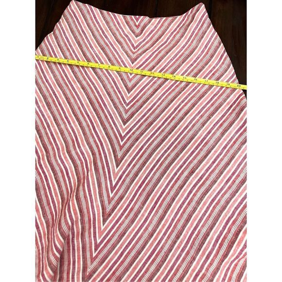 Banana Republic  Pink Chevron Candy-Stripe Midi Skirt 100% linen - Picture 4 of 6